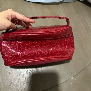 red patent crocodile leather bag